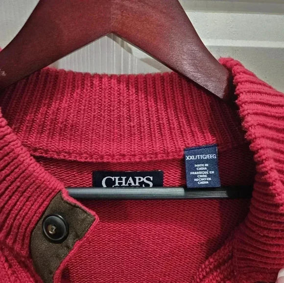 Chap's Cableknit Red Mens sweater. Size XXL - Picture 3 of 7